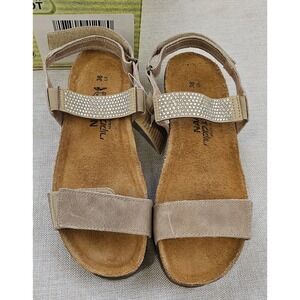 NAOT Lisa Khaki Cork Footbed Sandals‎ Women's Sz 36 EU (5.5) Rhinestones New